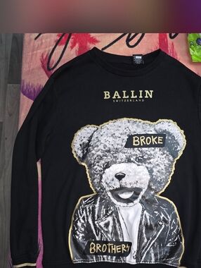 Ballin Switzerland "Broke Brothers" Bear Crewneck Sweatshirt – Size L